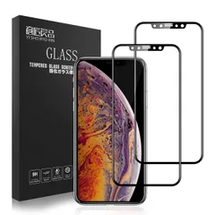 【国産ガラス使用2枚】iphone11proMax ガラスフィルム iphonexs Max 全面 日本製旭硝子素材採用 炭素繊維 ソフトフレーム 強化ガラス 全面保護【次世代 気泡なし 硬度 9H ラウンドエッジ 曲面デザイン フルカバー】 アイフォン11p