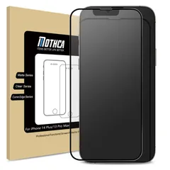 Mothca アンチグレア 強化ガラス iPhone 14 Plus/iPhone 13 Pro Max対応 全面保護 ガラスフィルム 反射防止 指紋防止 黒縁あり 強化ガラス フィルム サラサラ 高感度タッチ ゲームフィルム ガイド枠付き 液晶 日本旭硝子製