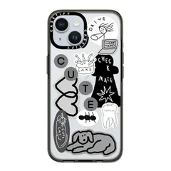 CASETiFY コンパクト iPhone 15 ケース [MIL規格準拠 (2x MIL-STD-810G) / 1.2mからの落下テストをクリア] - INAP STICKER 01 - クリア ブラック 0