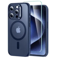 【4in 1セット！保護フィルム付き】ESR iPhone 15 Pro Max ケース Magsafe対応 半透明 マットケース 画面 保護フィルム付き 米軍MIL規格 耐衝撃 傷防止 いphone15pro max ケース ストラップホール付き Cla 1