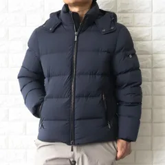 ムーレー ダウンジャケット メンズ ネイビー アイボリー BRETT-SKT MOORER MOUGI100134TEPA034