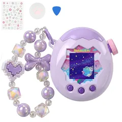 KUMORINO【2026年新登場】 たまごっちパラダイス 用 ケース 5点セット (PC保護ケース + 画面フィルム + シリコンつまみキャップ + 3Dステッカー + ビーズストラップ) Tamagotchi Connection 対応 全面保護 耐衝 0