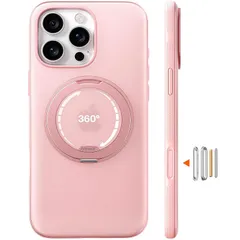 TORRAS iPhone 16 Pro 用 ケース カメラコントロールボタン付き【初夏トキメキタイム・多機能360度回転スタンド】縦横両対応 マグネット搭載 MagSafe対応 耐衝撃 リング 指紋防止 黄変防止 マグセーフ対応 レンズ保護 滑り止めドッ 0