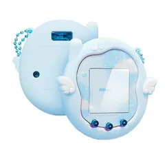 Kuitmor たまごっち uni カバー シリコン製 柔らかい保護ケース チャーム＆フェイスプレート付き かわいいスキン 落下防止 衝撃吸収 装着充電可能 Tamagotchi Uni 対応 天使の羽音 (ブルー) 0