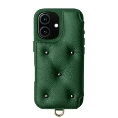 【 DEMIU デミュウ 】 〔 iPhone対応 17用 〕 スマホカバー 携帯ケース 背面 手帳型 きらきら 可愛い 本革 プレゼント ギフト バロンサンク BALLON CINQ〔 グリーン 〕