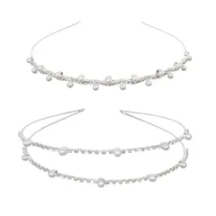 髪飾り カチューシャ クリスタルビーズ パール ヘアアクセサリー パール ティアラ結婚式 発表会 パーティー 披露宴 卒業式 ダンス 和装 撮影 写真 子供 大人用 (A)