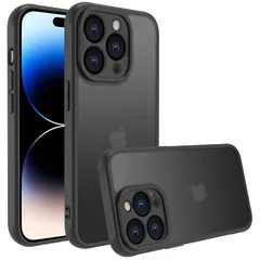 iphone 14 pro ケース iphone ケース スマホカバー 耐衝撃 指紋防止 滑り止め マット半透明 黄ばみなし レンズ保護 米軍MIL規格アイフォン14 pro 用カバー インチ PinLiSheng (ブラック, iphone 14 pro 1
