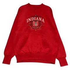ヴィンテージ インディアナ大学 カレッジロゴ 刺繍 スウェット 赤 L Midwest Embroidery 90s古着 トレーナー 肉厚 ヘビーウェイト INDIANA HOOSIERS ビッグシルエット メンズ / IA403