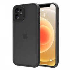 iphone 12 mini ケース スマホカバー 耐衝撃 指紋防止 滑り止め マット半透明 黄ばみなし レンズ保護 米軍MIL規格アイフォン12 mini用カバー インチ PinLiSheng (ブラック, iphone 12 mini) 1