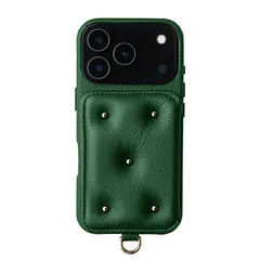 【 DEMIU デミュウ 】 〔 iPhone対応 17Pro用 〕 スマホカバー 携帯ケース 背面 手帳型 きらきら 可愛い 本革 プレゼント ギフト バロンサンク BALLON CINQ〔 グリーン 〕