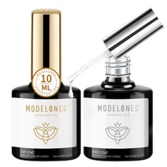ジェルネイル用 速乾 UV/LED対応 大容量 拭き取り不要 ノンワイプ 2本セット 10ml カラージェルネイル ベースコート トップコート ジェルネイル Modelonesのサムネイル