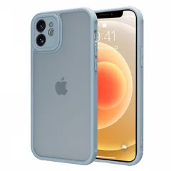 iphone 12 mini ケース スマホカバー 耐衝撃 指紋防止 滑り止め マット半透明 黄ばみなし レンズ保護 米軍MIL規格アイフォン12 mini用カバー インチ PinLiSheng (ライトブルー, iphone 12 mini) 0