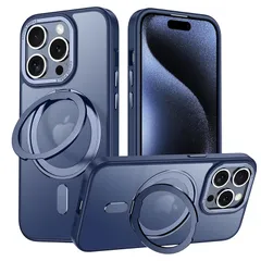 iPhone 15 Pro 用 ケース Magsafe対応 360°回転スタンド ワイヤレス充電 アイフォン15プロ 携帯ケース リング マグネット 車載ホルダー 縦横多角度 対応 カバー Uovon スマホケース ストラップ穴付き マット 半透明 指紋防 1