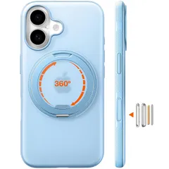 TORRAS iPhone 16 用 ケース カメラコントロールボタン付き【多機能すぎる・360度回転スタンド】縦横両対応 マグネット搭載 MagSafe対応 耐衝撃 リング 指紋防止 黄変防止 マグセーフ対応 レンズ保護 滑り止めドット模様 手持ち撮影  0