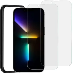 NT2Fアンチグレア iPhone13 / iPhone13Pro 用 ガラスフィルム 反射防止 アイフォン 13 / 13プロ 強化ガラス 保護フィルム 指紋防止 液晶画面 保護シート ガイド枠付き 2枚セット