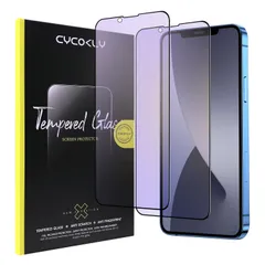【2枚セット】iPhone 16e/iPhone 14/ iPhone13 pro/ iphone13（6.1インチ） ガラスフィルム ブルーライトカット 保護 フィルム CYCOKLY 2.5D 全面保護 日本製素材旭硝子製 硬度9H 指紋防止 高速自動吸着のサムネイル