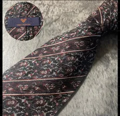 MARIO VALENTINO ブラック レッド ストライプ シルク ネクタイ[MSE814]