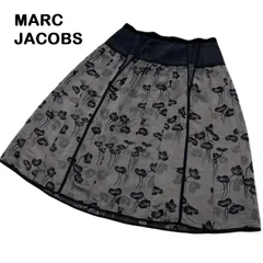【MARC JACOBS/マークジェイコブス】フレアスカート シルク混 花柄 総柄 光沢 ブラック系 黒系（中古）