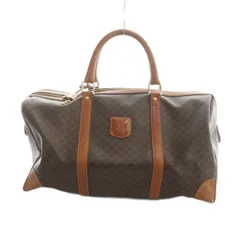 セリーヌ CELINE ヴィンテージ マカダム ミニボストンバッグ ハンドバッグ PVC レザー トリオンフ ロゴ 総柄 茶 ブラウン ■GY18 /MQ