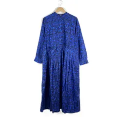 INJIRI　JOURNAL　STANDARD　LUXE　インジリ　ジャーナルスタンダードラックス　25SS　25-040-450-0016-1-0　シルク　ノーカラー　長袖シャツワンピース　ドレス　Mサイズ　総柄　ブルー/ネイビーのサムネイル