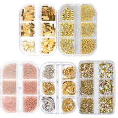 5 Boxes Rose Gold Gold Chain Punk Nail Parts Pearl Silver Nail Decor Nail Art Resin Gel Nails Nail Art Nail Decoration Accessories