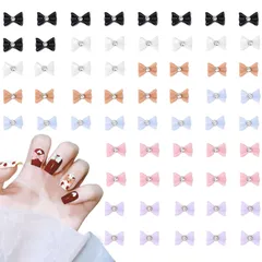 ネイルパーツ リボン 60個セット 3D立体 蝶結び ネイルパーツ ラインストーン キラキラ レジン用 ジュエリーパーツ ネイルアート ハンドメイド デコパーツ (リボン 60個セット)