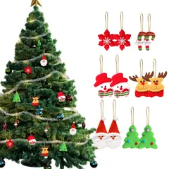 フェルト クリスマス オーナメント 12個セット 可愛い サンタクロース トナカイ 雪だるま 雪の結晶 クリスマスツリー 松葉杖 フェルト クリスマス 人形 吊り クリスマスツリー オーナメント 飾り クリスマスデコレーション プレゼント (A)