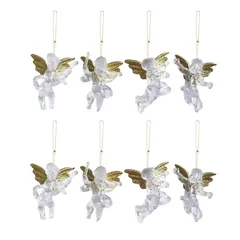 クリスマス オーナメント 天使 8個セット クリスマスツリー オーナメント 飾り 北欧 可愛い 天使 クリア ハンギングオーナメント エンジェル クリスマス パーティー デコレーション