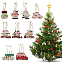 クリスマス オーナメント 飾り 27枚セット サンタクロース 雪だるま トナカイ 木製 クリスマスツリー オーナメント 飾り 木製スライス 木材チップ 吊り下げ 北欧 クリスマスデコレーション ペンダント 手作り 撮影用 装飾用 クリスマス雑貨 DIY クリス