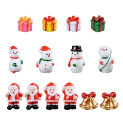 クリスマス 置き物 ミニ 14個セット クリスマス ミニチュア 置物 クリスマス オーナメント 飾り サンタクロース 雪だるま ベル ギフト クリスマス雑貨 卓上 盆栽 鉢植え 園芸 小道具 プレゼント (14pcs)