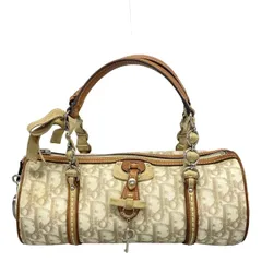 ディオール/クリスチャンディオール ハンドバッグ トロッター,ロマンティック アイボリー×ベージュ×ブラウン ハート/リボン レザー