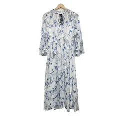 CELFORD(セルフォード) ワンピース サイズ38 M レディース - 白×ブルー×ネイビー 七分袖/マキシ丈/花柄/ストライプ/ラメ