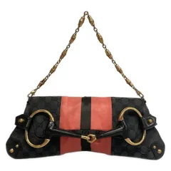 GUCCI(グッチ) ハンドバッグ ホースビット/GG柄 129698 黒×ピンク チェーンハンドル レザー