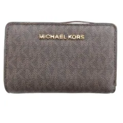 マイケルコース MICHAEL KORS 二つ折り財布 PVC MKシグネチャー 茶 ブラウン 35F8GTVF2B /UO