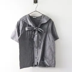 美品 ミルク MILK セーラーカラーブラウス＼ブラウン ライトブルー ギンガムチェック シャツ リネン リボン【2400014892024】のサムネイル