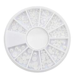 Pearl Nail Parts - White Pearls, Mixed Sizes - Gel Nail Art Parts - Semi-circular Pearls in 1.5mm, 2mm, 3mm, and 4mm sizes (4 sizes total)