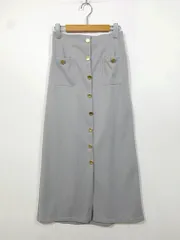 新品 natural couture ナチュラルクチュール ロング ストレッチツイル金釦 スカート sizeL/グレー ■■ レディース