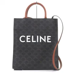 極美品▼CELINE セリーヌ 191542BZK 04LU バーティカル カバ トリオンフ キャンバス レザー ロゴプリント 2WAY トートバッグ ダークブラウン 保存袋付き メンズのサムネイル