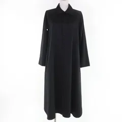 極美品☆Y's ワイズ 22AW YW-D19-110 ウール100％ 長袖 シャツワンピース ロング丈ワンピース ブラック 1 日本製 正規品 レディースのサムネイル