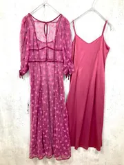 snidel スナイデル シアー ロング丈 Sustainableフロッキープリント ワンピース size0/ピンク ■■ レディース