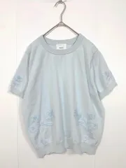 OHGA オーガ 花刺繍 シンプル 薄手 半袖 マーガレット MARGARET TOPS カットソー sizeF/水色  ■◆◎レディース