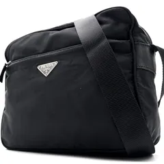 PRADA プラダ テスート ナイロン ショルダーバッグ ブラック 黒 三角ロゴ プレート 斜め掛け クロスボディ サフィアーノレザー シルバー金具 ユニセックス 鞄 メンズ レディース 肩掛け カジュアル ビジネス 通勤 通学 ミニバッグ ブランドバッグ