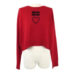 ミュウミュウ ロゴ ハート カシミヤ クルーネック ニット MML784 レディース レッド MIUMIU【中古】 【アパレル・小物】
