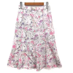 ハーディエイミス HARDY AMIES フラワープリント スカート 膝丈 ウエストゴム 花柄 ピンク 11のサムネイル