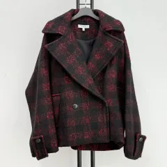 正規品 イロ IRO レッドCHECK ラナバージンウール ブレンド ショートコート