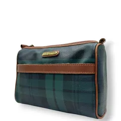 ポロラルフローレン ポーチ セカンドバッグ クラッチ ブラックウォッチ チェック PVC レザー グリーン 深緑 小物入れ コスメポーチ 化粧ポーチ トラベル 旅行 バッグインバッグ ヴィンテージ POLO RALPH LAUREN s4