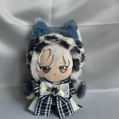 ちびぐるみ ぬい服　11cm　着ぐるみ　ねこ　白豹柄ネイビー(内耳　ダークブルー