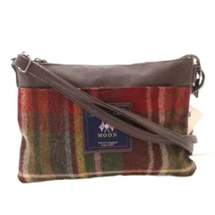 アブラハム ムーン moon タグ付き ショルダーバッグ 斜め掛け クロスボディ ツイード チェック フェイクレザー マルチカラー /FF ■GY11