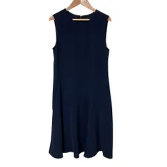 美品 Theory セオリー CLASSIC CREPE アシンメトリー ノースリーブロングワンピース サイズ2 ネイビー レディース 古着 中古 USED