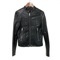 美品 DIESEL ディーゼル ラムレザー シングル ライダースジャケット サイズS ブラック レディース 古着 中古 USED